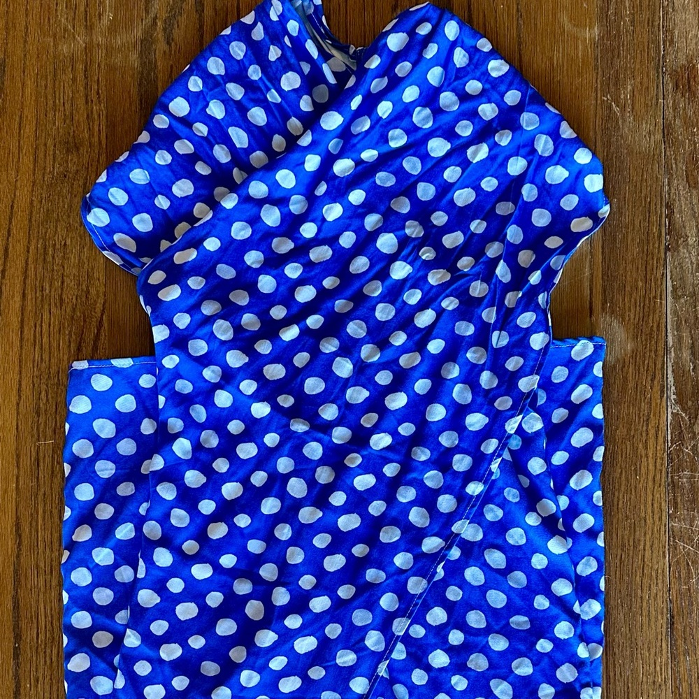 The Lulo Project Blue Polka Dot Halter Wrap Top Linen Cotton Resort Small - Picture 5 of 11